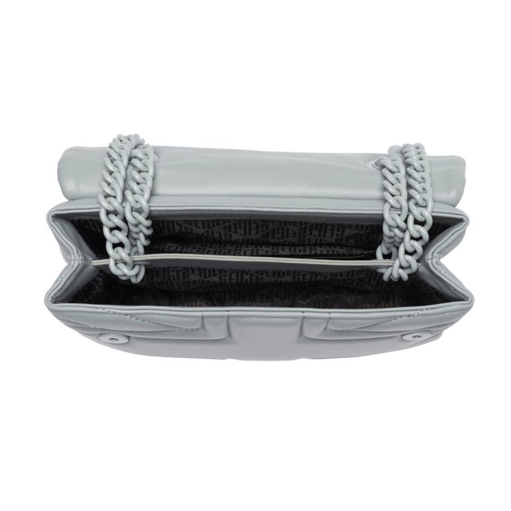 Kurt Geiger Leather Kensington UJ Drench Convertible Bag NWT Gray Chain Eagle - Picture 4 of 5